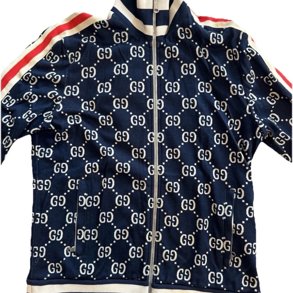Gucci Blue and White GG Patterned Jacket